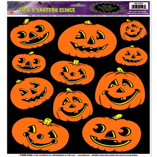 Pumpkin Jack-O-Lanterns Window Static Clings Decoration {1}