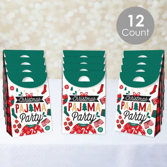 Big Dot of Happiness Christmas Pajamas - Holiday Plaid PJ Gift Favor Bag - Party Goodie Boxes - Set of 12 {3}