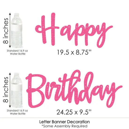 Big Dot of Happiness Pawty Like a Puppy Girl - Pink Dog Birthday Party Letter Banner Decoration - 36 Banner Cutouts and Happy Birthday Banner Letters {7}