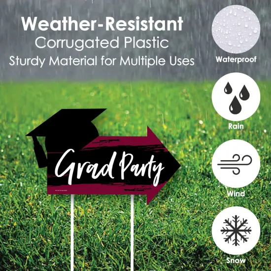 Big Dot of Happiness Maroon Grad - Best is Yet to Come - 2 Burgundy Arrows & 1 Welcome/Thank You Lawn Sign - Double Sided Yard Sign Set - 3 Pieces {4}