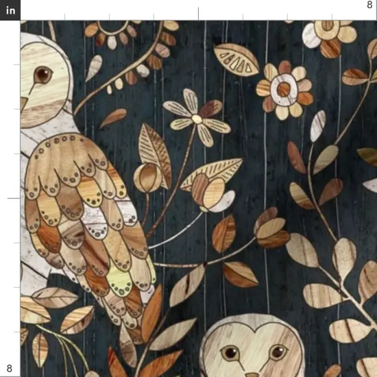 Various Fabrics by the Yard or Fat Quarter Barn Owl Collage Large Owls Wood Nature Night Modern Farmhouse Custom Printed Fabric by Spoonflower {4}