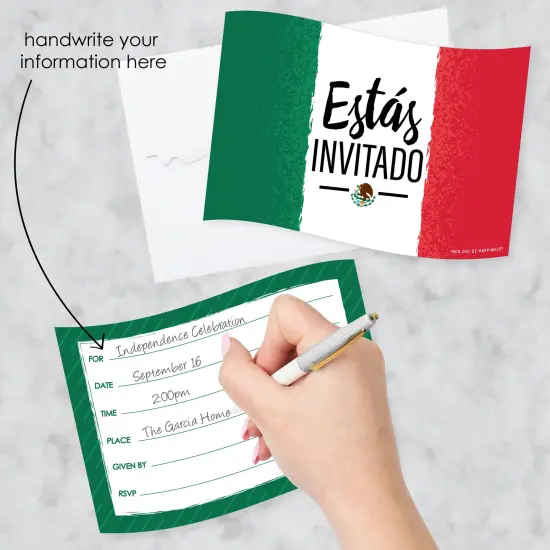 Big Dot of Happiness Viva Mexico - Shaped Fill-In Invitations - Mexican Independence Day Party Invitation Cards with Envelopes - Set of 12 {3}