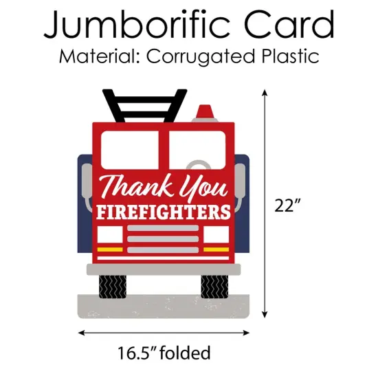 Big Dot of Happiness Thank You Firefighters - First Responders Appreciation Giant Greeting Card - Big Shaped Jumborific Card {6}