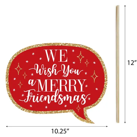Big Dot of Happiness Red and Gold Friendsmas - Friends Christmas Party Photo Booth Props Kit - 20 Count {7}