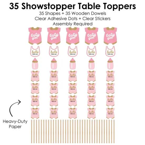 Big Dot of Happiness Hello Little One - Pink and Gold - Girl Baby Shower Centerpiece Sticks - Showstopper Table Toppers - 35 Pieces {7}