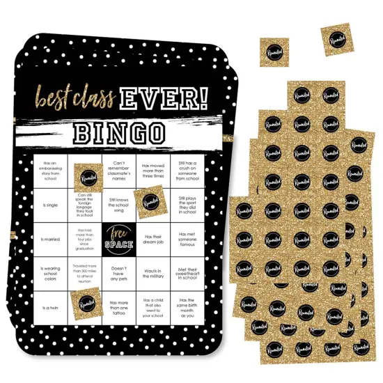Big Dot of Happiness Reunited - Classmate Bingo Cards and Markers - School Class Reunion Party Bingo Game - Set of 18 {1}