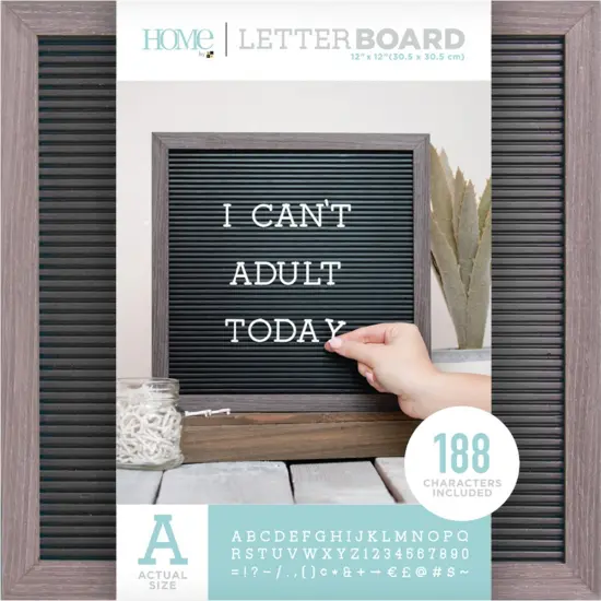 DCWV Framed Letterboard 12"X12"-Gray Stained W/Black Insert {1}