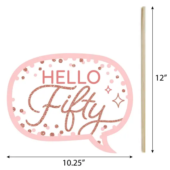 Big Dot of Happiness 50th Pink Rose Gold Birthday - Happy Birthday Party Photo Booth Props Kit - 20 Count {7}