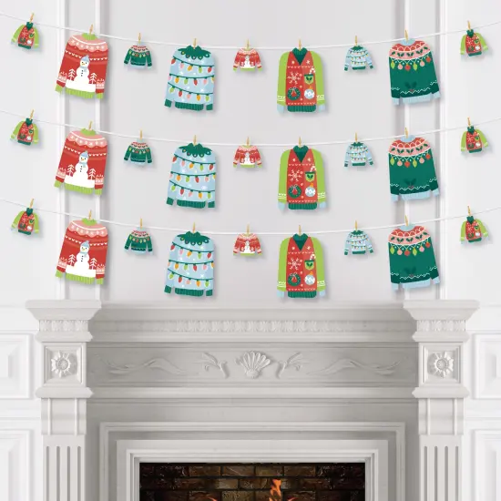 Big Dot of Happiness Colorful Christmas Sweaters - Ugly Sweater Holiday Party DIY Decorations - Clothespin Garland Banner - 44 Pieces {4}