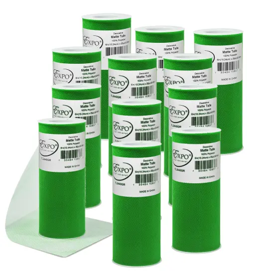 Pack of 12 Decorative Matte Tulle Spool of 6 Inch X 25 Yards Green Multi {1}