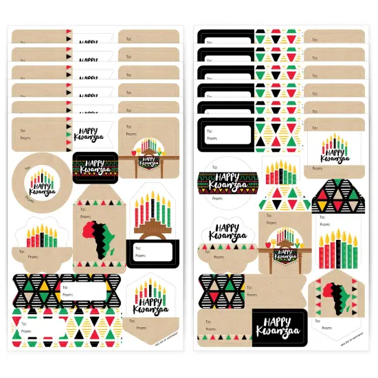 Big Dot of Happiness Happy Kwanzaa - Assorted Heritage Holiday Party Gift Tag Labels - To and From Stickers - 12 Sheets - 120 Stickers {1}