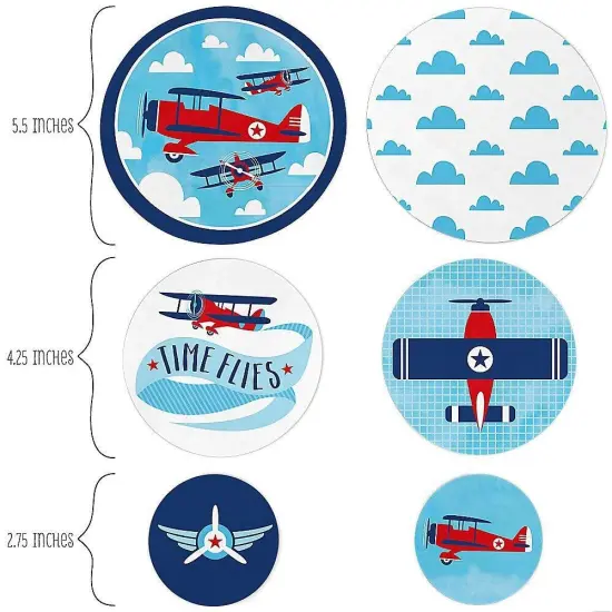 Big Dot of Happiness Taking Flight - Airplane - Vintage Plane Baby Shower or Birthday Party Giant Circle Confetti - Party D&eacute;cor - Large Confetti 27 Ct {3}