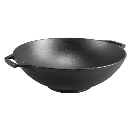 Lodge Cast Iron Cooking Wok, L14W, Bowl Shaped, Retains Heat, Wide 14 inch Top x 6 inch Base {1}