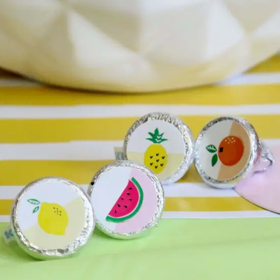 Big Dot of Happiness Tutti Fruity - Frutti Summer Baby Shower or Birthday Round Candy Sticker Favors - Labels Fits Chocolate Candy (1 sheet of 108) {6}