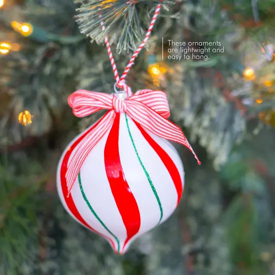 Ornativity Peppermint Candy Ornament Set &ndash; Christmas Candy Cane Shatterproof Candy Balls Hanging Ornaments for Indoor or Outdoor Christmas Tree &ndash; 1 Dozen {3}