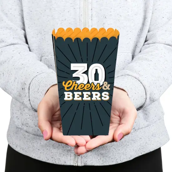 Big Dot of Happiness Cheers and Beers to 30 Years - 30th Birthday Party Favor Popcorn Treat Boxes - Set of 12 {6}