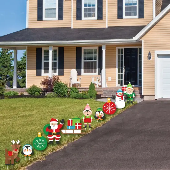 Big Dot of Happiness Very Merry Christmas - Santa, Elves, Penguins, Reindeer, Snowman, Sleigh, Ornaments -Outdoor Holiday Santa Claus Yard Decor-10 Pc {4}