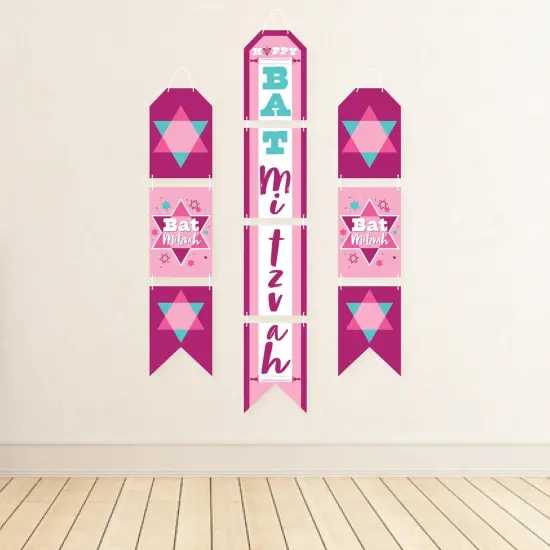 Big Dot of Happiness Pink Bat Mitzvah - Hanging Vertical Paper Door Banners - Girl Party Wall Decoration Kit - Indoor Door Decor {4}
