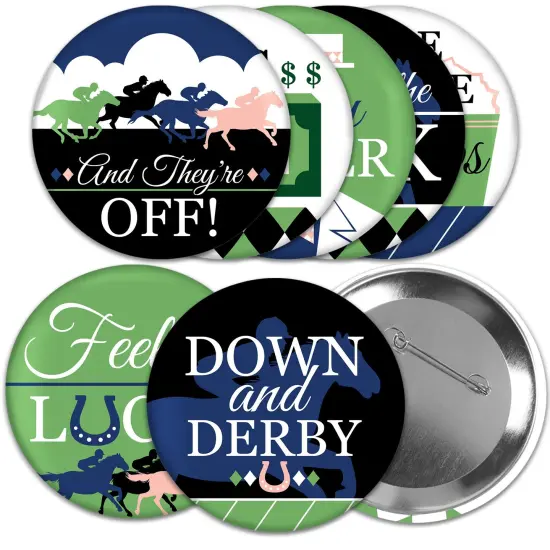 Big Dot of Happiness Kentucky Horse Derby - 3 inch Horse Race Party Badge - Pinback Buttons - Set of 8 {1}