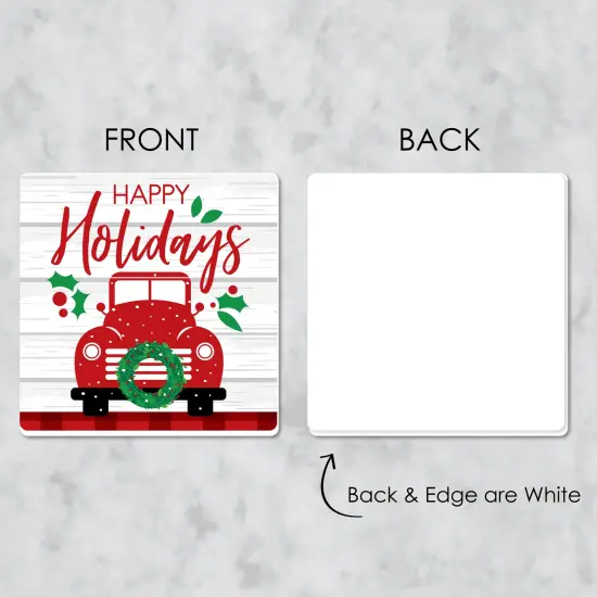 Big Dot of Happiness Merry Little Christmas Tree - Funny Red Truck and Car Christmas Party Decorations - Drink Coasters - Set of 6 {7}