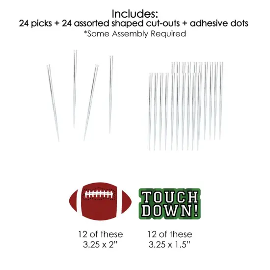 Big Dot of Happiness End Zone - Football - Dessert Cupcake Toppers - Baby Shower or Birthday Party Clear Treat Picks - Set of 24 {7}