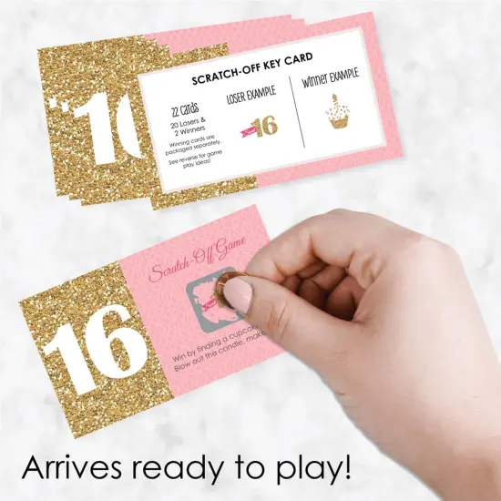 Big Dot of Happiness Sweet 16 - 16th Birthday Party Game Scratch Off Cards - 22 Count {3}