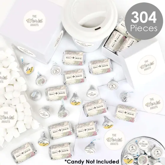 Big Dot of Happiness World Awaits - Travel Themed Party Candy Favor Sticker Kit - 304 Pieces {3}