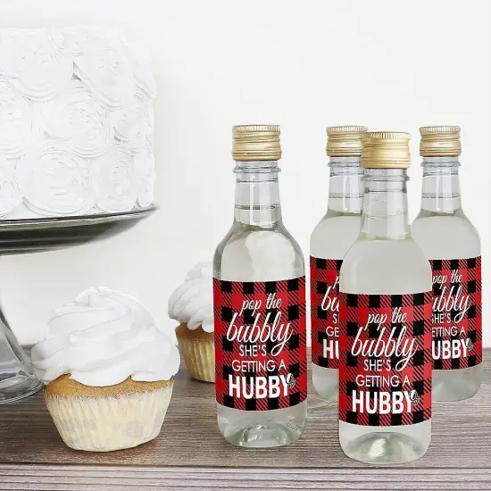 Big Dot of Happiness Flannel Fling Before the Ring - Mini Wine & Champagne Bottle Label Stickers - Buffalo Plaid Bachelorette Party Favor Gift - 16 Ct {3}