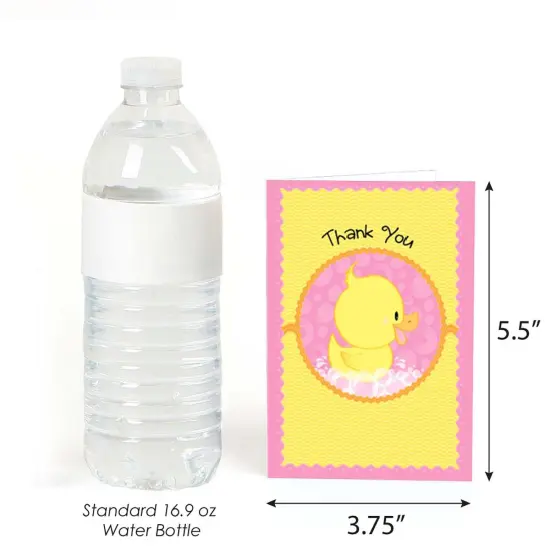 Big Dot of Happiness Pink Ducky Duck - Girl Baby Shower or Birthday Party Thank You Cards (8 count) {4}