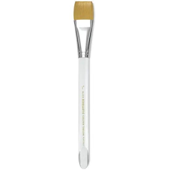 Blick Scholastic Short Handle Golden Taklon Brush - Flat Foot, Size 1" {2}