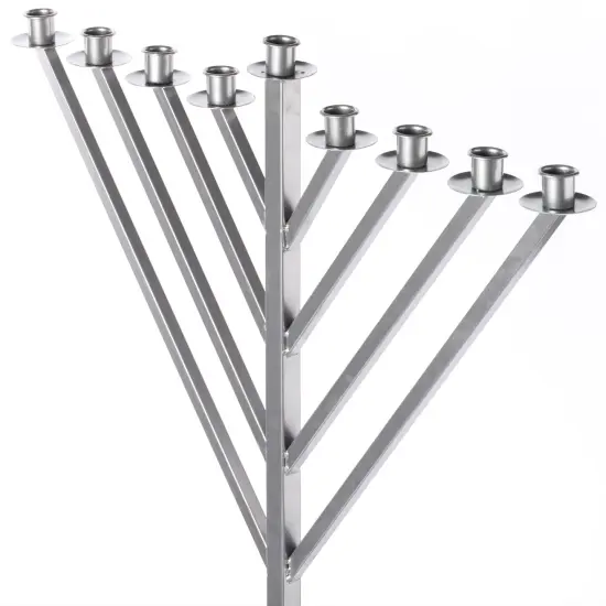 Large Metal Silver Coated Hanukkah Menorah For Synagogue {6}