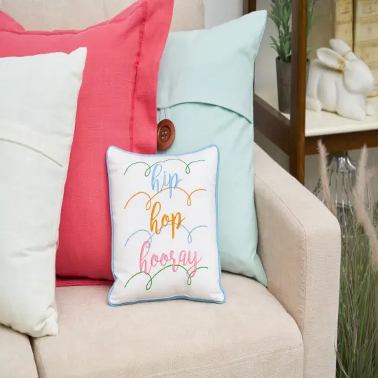 Easter "Hip Hop Hooray" Embroidered Small/Petite Spring Themed Accent Pillow, 10" x 10" {3}