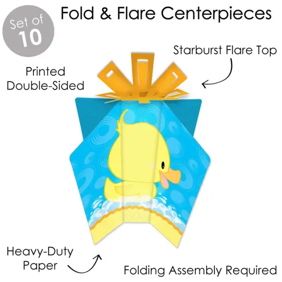 Big Dot of Happiness Ducky Duck - Table Decorations - Baby Shower or Birthday Party Fold and Flare Centerpieces - 10 Count {4}