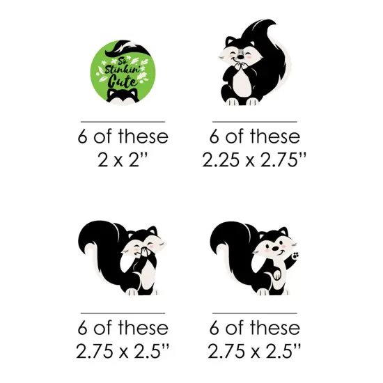 Big Dot of Happiness Little Stinker - DIY Shaped Woodland Skunk Baby Shower or Birthday Party Cut-Outs - 24 Count {3}