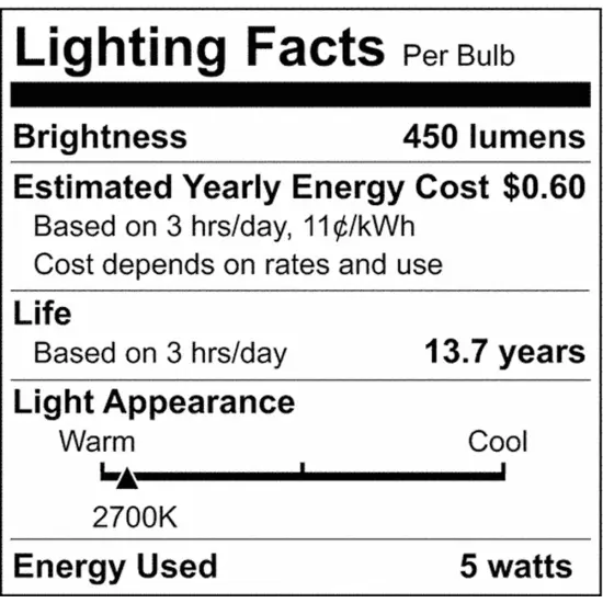 Satco 5w LED Bulb A15 Clear Finish 2700K - 40w-equiv Warm White {2}