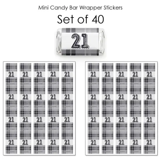 Big Dot of Happiness Finally 21 - Mini Candy Bar Wrapper Stickers - 21st Birthday Party Small Favors - 40 Count {4}