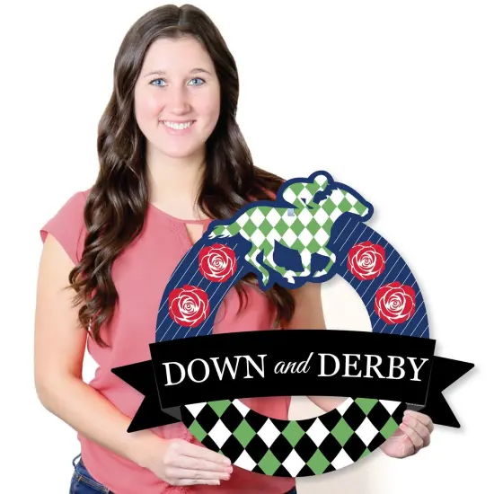 Big Dot of Happiness Kentucky Horse Derby - Outdoor Horse Race Party Decor - Front Door Wreath {7}