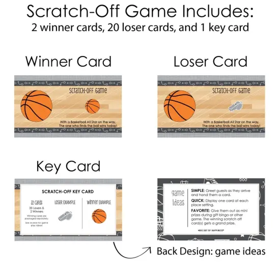 Big Dot of Happiness Nothin' but Net - Basketball - Baby Shower or Birthday Party Game Scratch Off Cards - 22 Count {6}