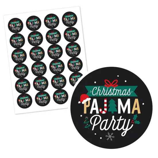 Big Dot of Happiness Christmas Pajamas - Holiday Plaid PJ Party Circle Sticker Labels - 24 Count {3}