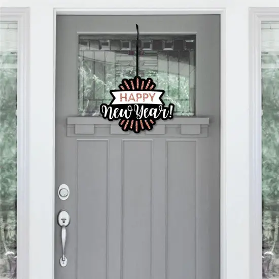 Big Dot of Happiness Rose Gold Happy New Year - Hanging Porch New Years Eve Party Outdoor Decorations - Front Door Decor - 1 Piece Sign {3}
