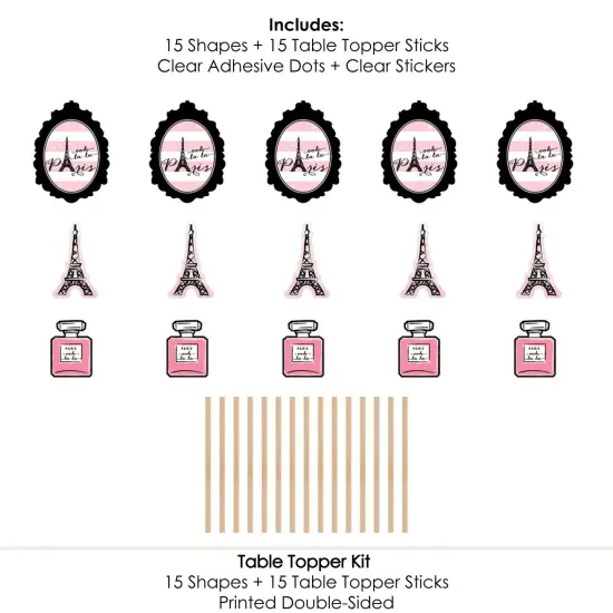 Big Dot of Happiness Paris, Ooh La La - Paris Themed Baby Shower or Birthday Party Centerpiece Sticks - Table Toppers - Set of 15 {7}
