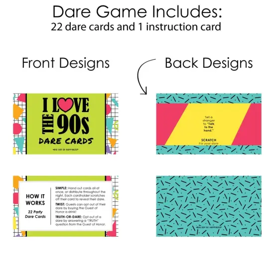 Big Dot of Happiness 90's Throwback - 1990s Party Game Scratch Off Dare Cards - 22 Count {6}