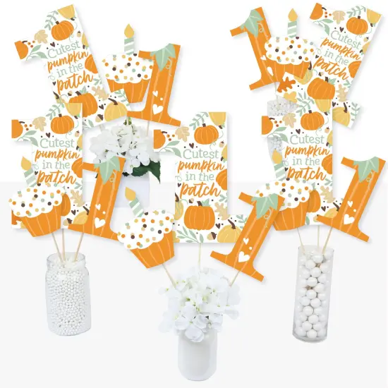 Big Dot of Happiness 1st Birthday Little Pumpkin - Fall First Birthday Party Centerpiece Sticks - Table Toppers - Set of 15 {3}
