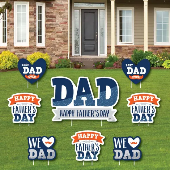Big Dot of Happiness Happy Father's Day - Yard Sign and Outdoor Lawn Decorations - We Love Dad Party Yard Signs - Set of 8 {1}