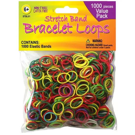 Pepperell Stretch Band Bracelet Loops 1,000/Pkg-Assorted Colors {1}