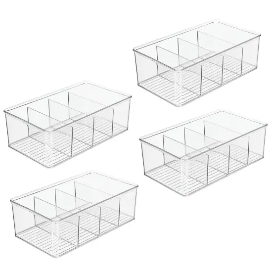 mDesign Plastic 4-Section Divided Kitchen or Pantry Organizer Bin {5}