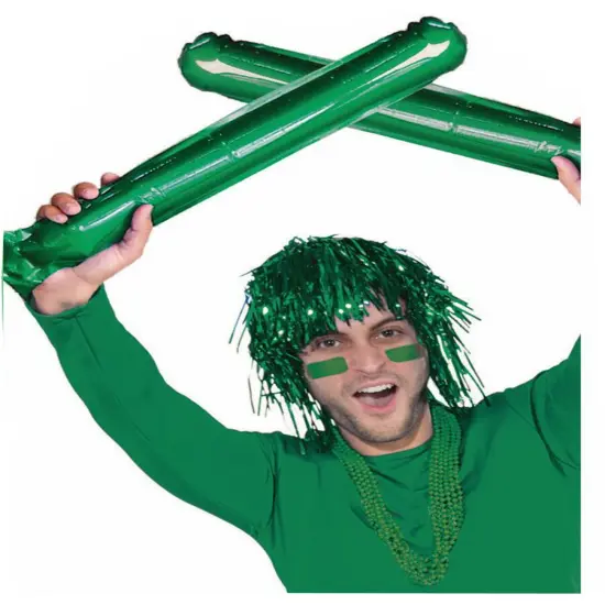 2 Cheerleader Team School Spirit Rally Green Inflatable Colored Spirit Sticks {1}