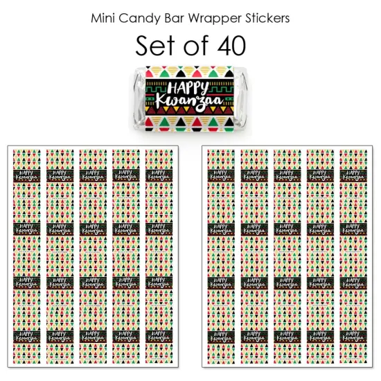 Big Dot of Happiness Happy Kwanzaa - Mini Candy Bar Wrapper Stickers - Heritage Holiday Party Small Favors - 40 Count {3}