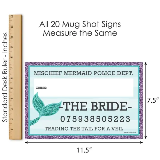 Big Dot of Happiness Trading The Tail For A Veil - Mermaid Bachelorette Party or Bridal Shower Mugshot Signs - Photo Booth Props Mug Shots - 20 Count {7}