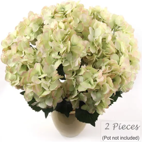 2 Pack of Lush Green & Pink Hydrangea Silk Flowers - Enchanting Artificial Plants for Home, Wedding, and Event Decor - Popular & Graceful Design, Floral Home by Artificial Flowers {4}